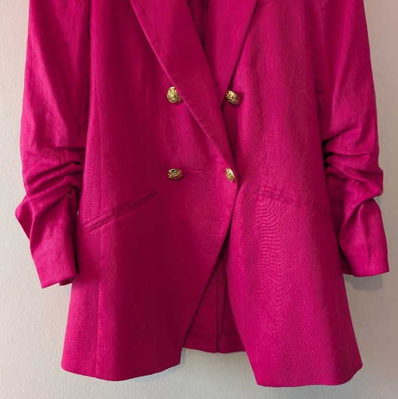 Veronica Beard Hirsh Pink Linen Dickey Jacket Blazer Size 00 - Picture 6 of 12